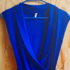 Blue cowl neck top